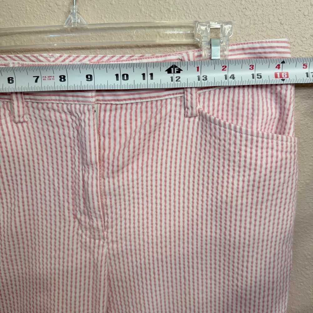 Lands End Womens Pink Seersucker Striped Mid Rise Slim Leg Pants Size 10 Preppy - Picture 4 of 8
